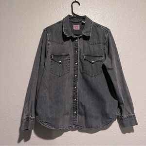 Levi's Charcoal Pearl Snap Button Down Shirt